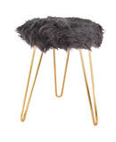 Comfortable and Soft Texture Round Black Fur Stool