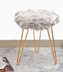 Comfortable and Soft Texture Round Grey Fur Stool