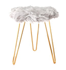 Comfortable and Soft Texture Round Grey Fur Stool