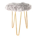 Comfortable and Soft Texture Round Grey Fur Stool