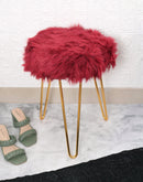 Comfortable and Soft Texture Round Maroon Fur Stool