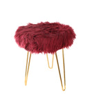 Comfortable and Soft Texture Round Maroon Fur Stool