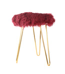Comfortable and Soft Texture Round Maroon Fur Stool