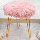 Comfortable and Soft Texture Round Pink Fur Stool