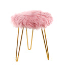 Comfortable and Soft Texture Round Pink Fur Stool