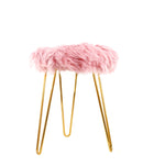 Comfortable and Soft Texture Round Pink Fur Stool
