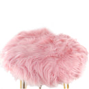 Comfortable and Soft Texture Round Pink Fur Stool