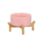 Ceramic Pink Serving Bowl With Wooden Stand