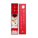 Artificial Flower Gift Box With Golden Rose Love And Teddy Set of 2