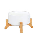 Ceramic White Serving Bowl With Wooden Stand